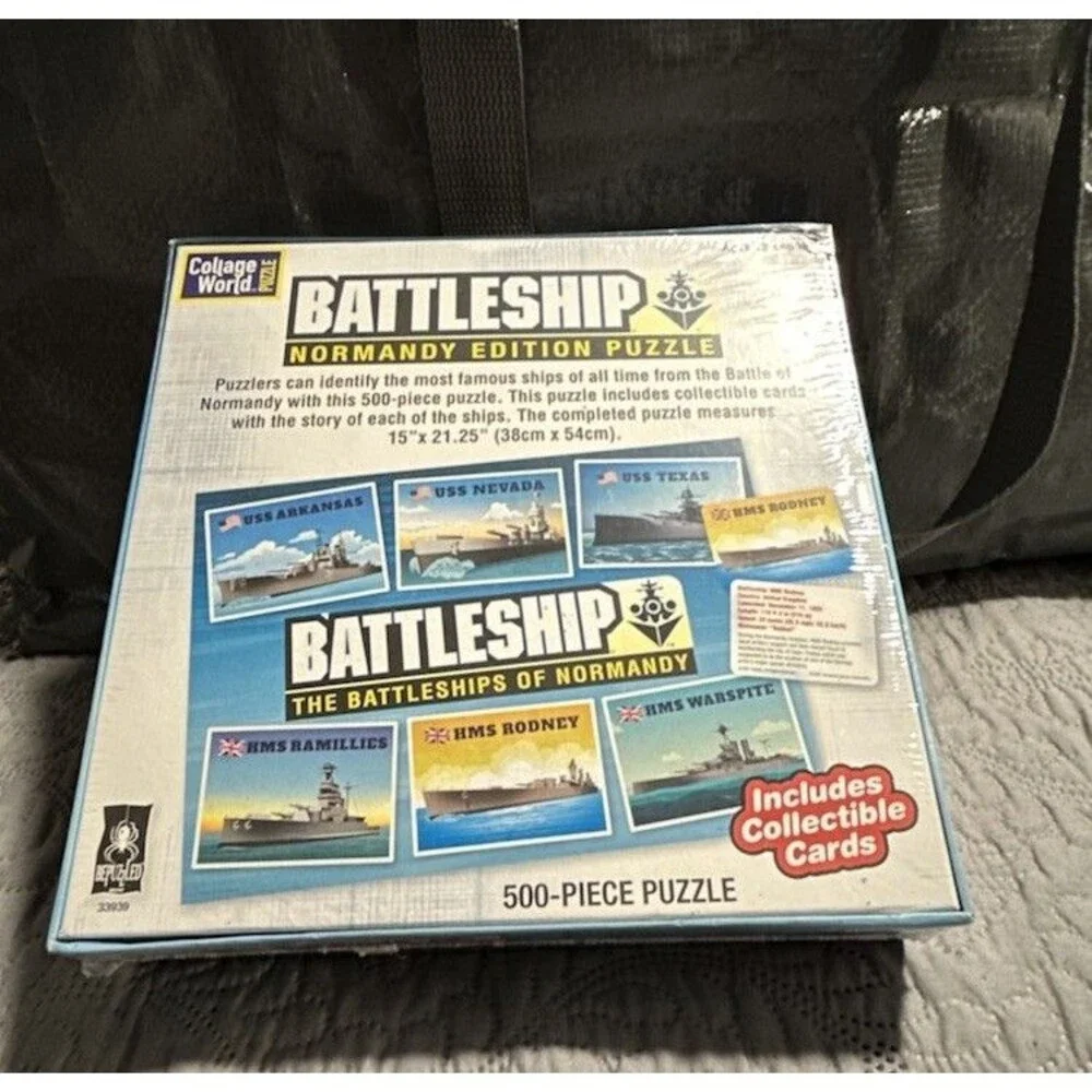 Collage World Battleship Normandy Puzzle 500 Pieces w/ Collectible Cards